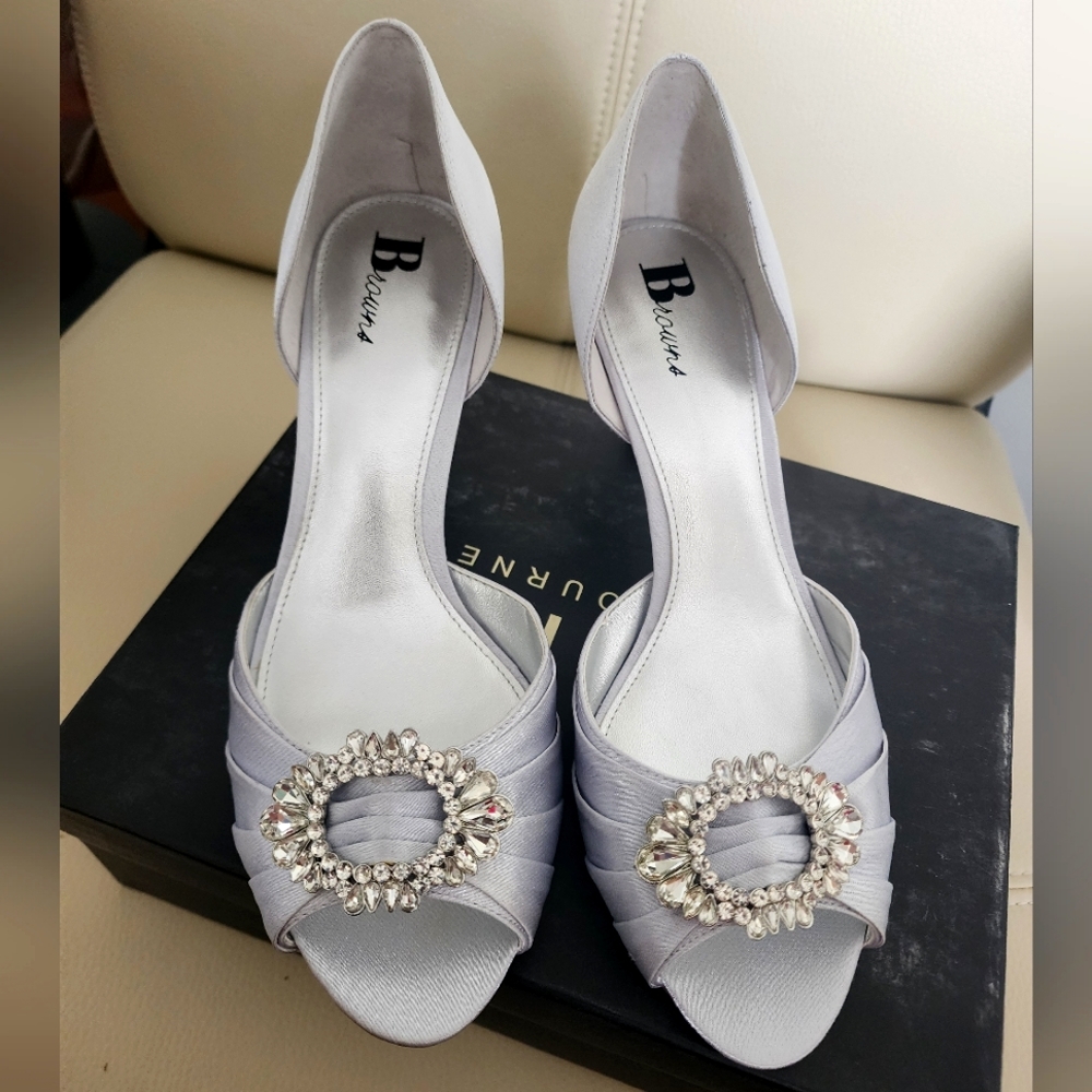 Silver Jewelled Heels Size 10